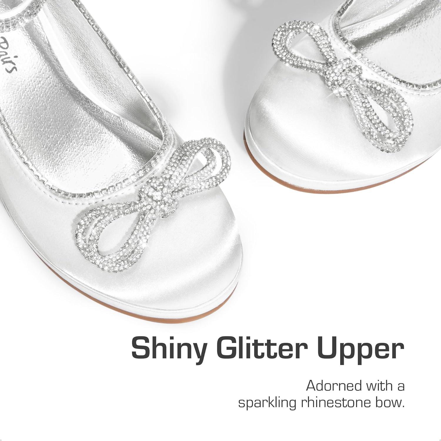 imageDREAM PAIRS Girls Dress Shoes Platform Chunky Heel Ankle Strap Princess Flats Flower Party Wedding Pump for Little Big KidWhite