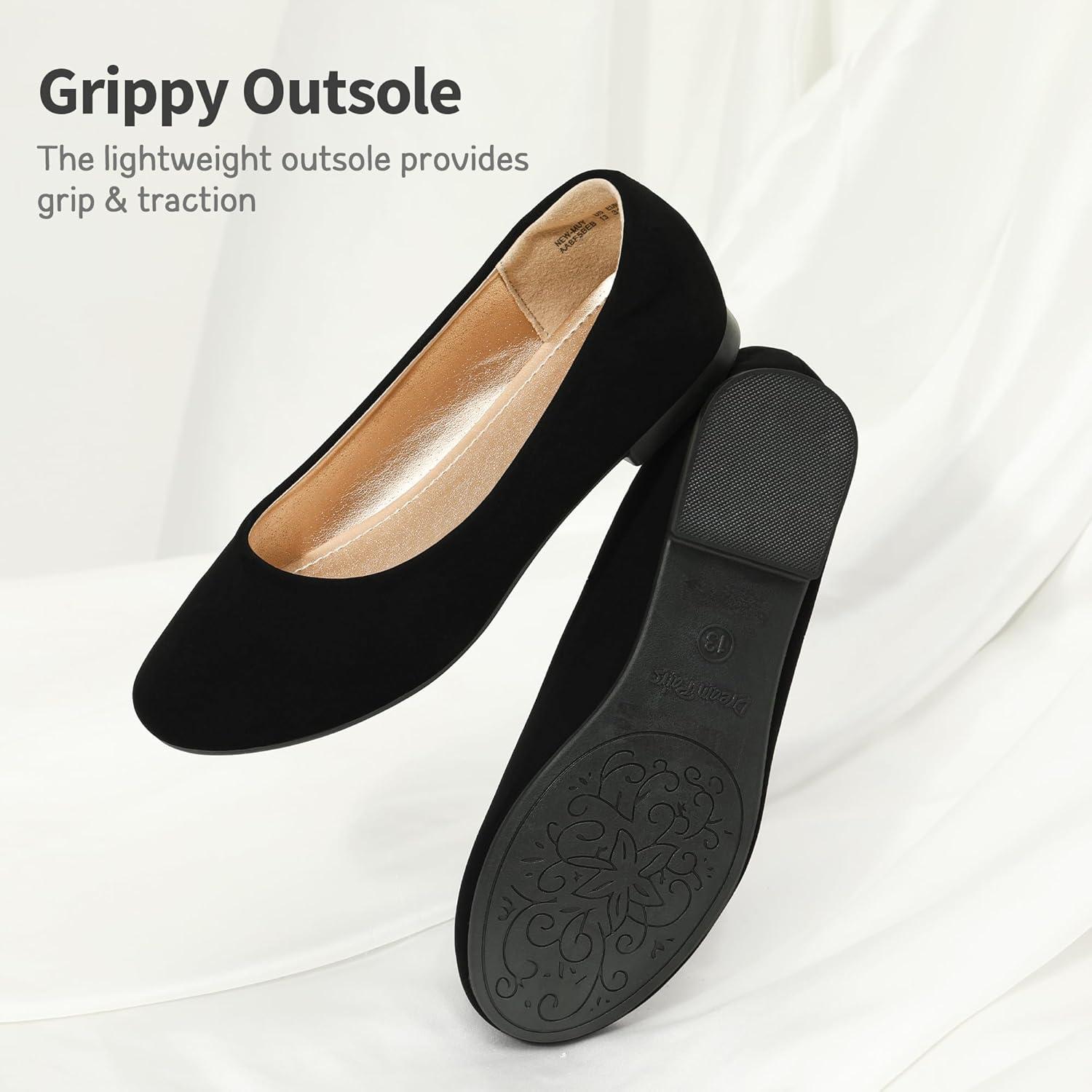 imageDREAM PAIRS Girls Dress Shoes Slip on Ballerina Flats for WeddingPartyBlackNubuck