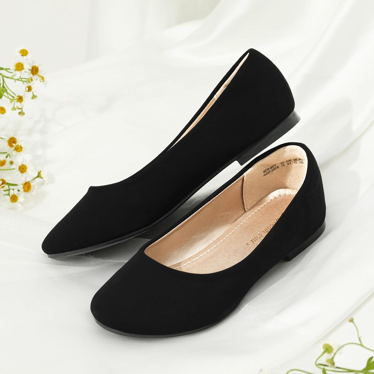 imageDREAM PAIRS Girls Dress Shoes Slip on Ballerina Flats for WeddingPartyBlackNubuck