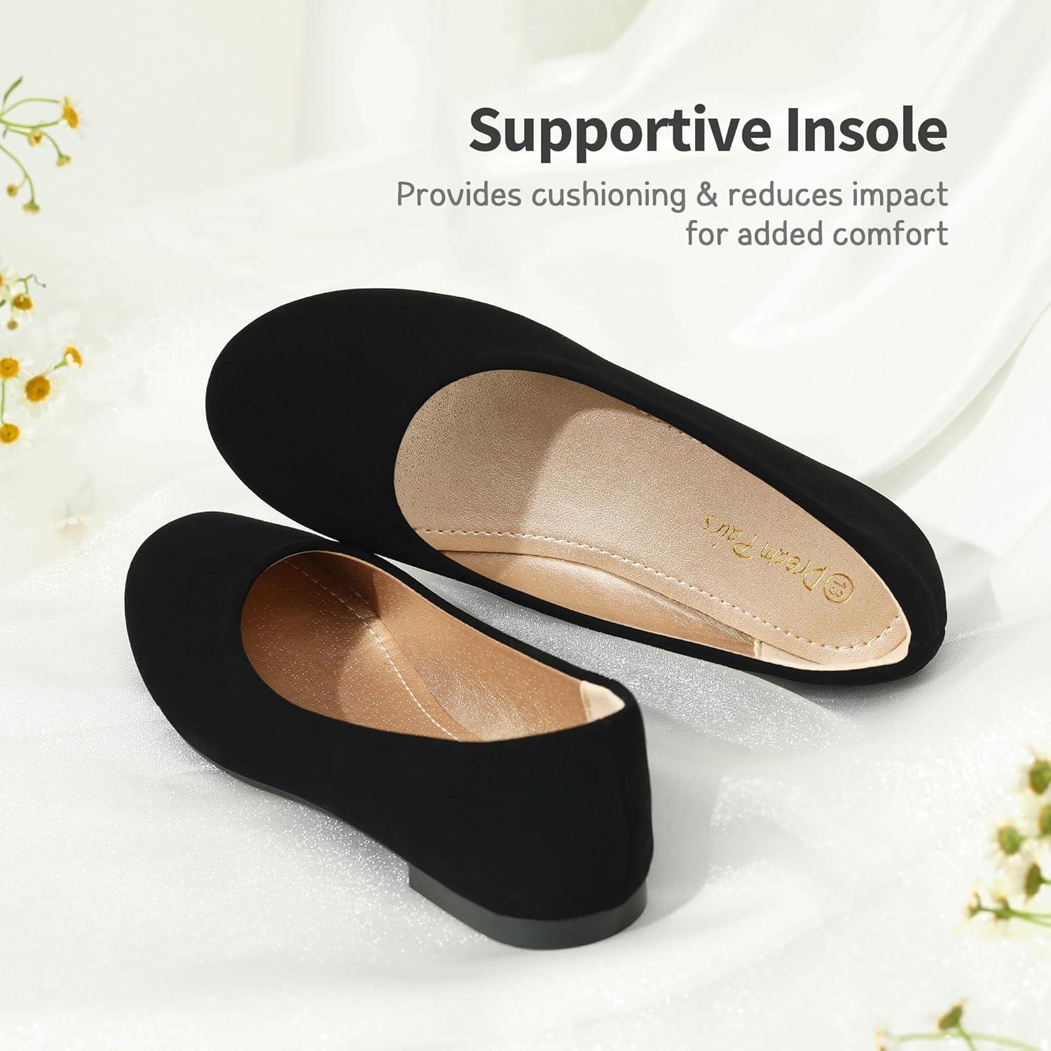 imageDREAM PAIRS Girls Dress Shoes Slip on Ballerina Flats for WeddingPartyBlackNubuck