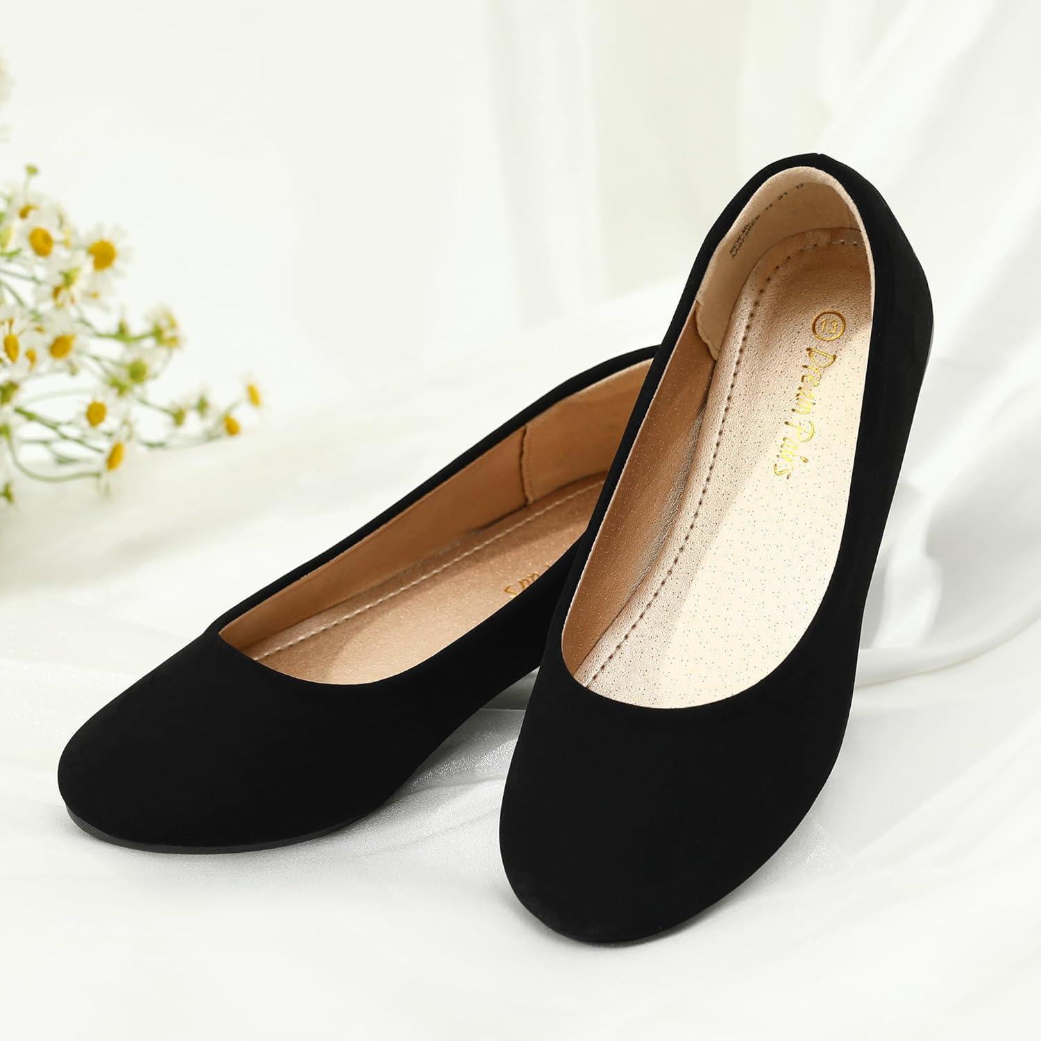 imageDREAM PAIRS Girls Dress Shoes Slip on Ballerina Flats for WeddingPartyBlackNubuck
