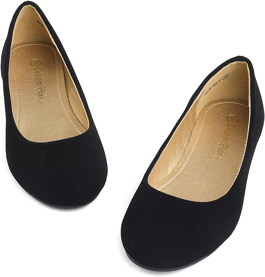 imageDREAM PAIRS Girls Dress Shoes Slip on Ballerina Flats for WeddingPartyBlackNubuck