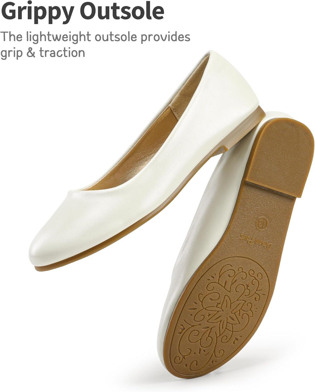 imageDREAM PAIRS Girls Dress Shoes Slip on Ballerina Flats for WeddingPartyIvoryPu