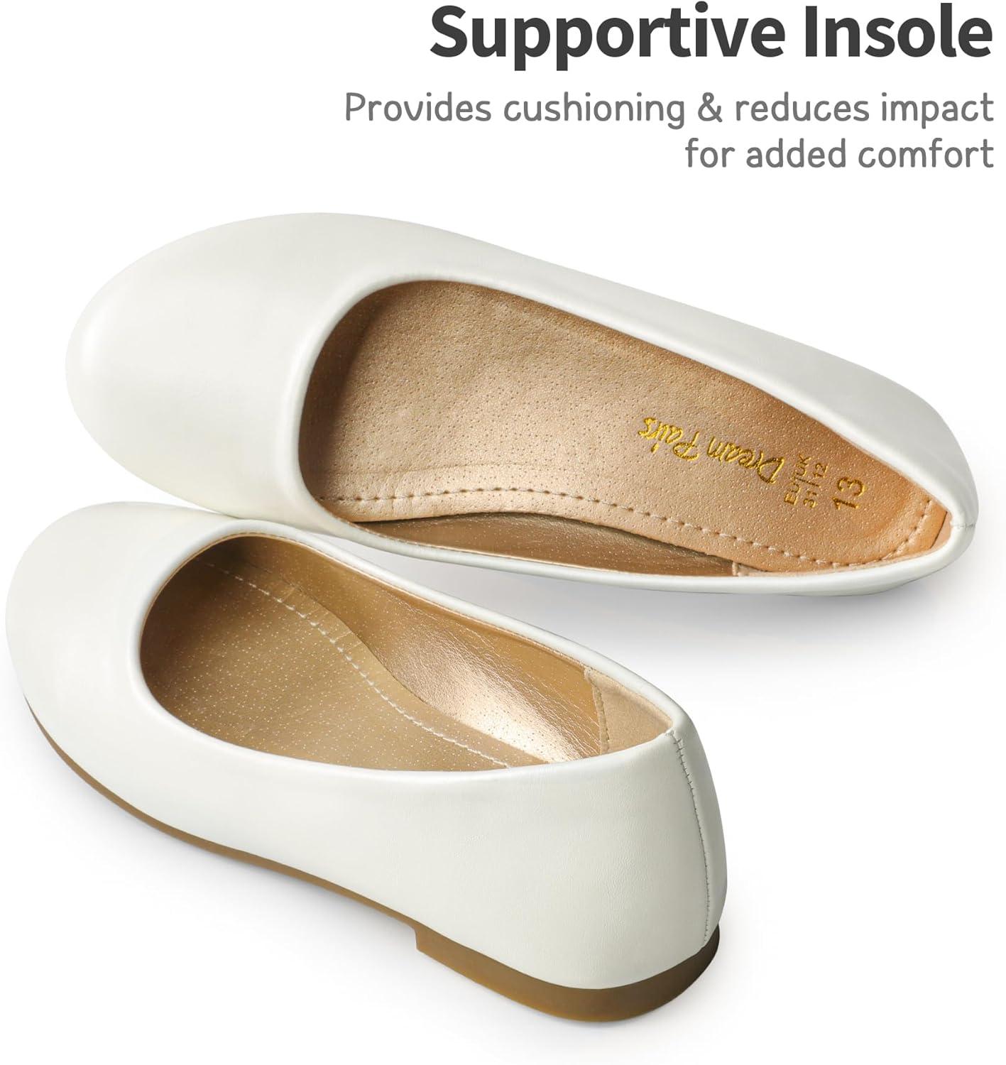 imageDREAM PAIRS Girls Dress Shoes Slip on Ballerina Flats for WeddingPartyIvoryPu