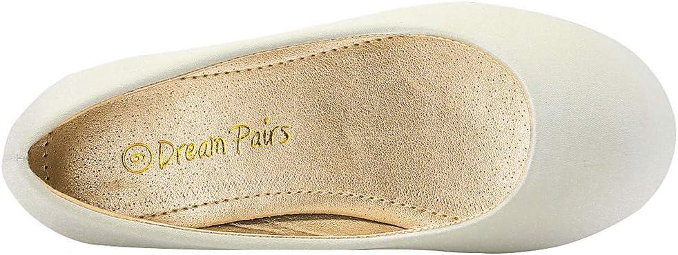 imageDREAM PAIRS Girls Dress Shoes Slip on Ballerina Flats for WeddingPartyIvorySatin