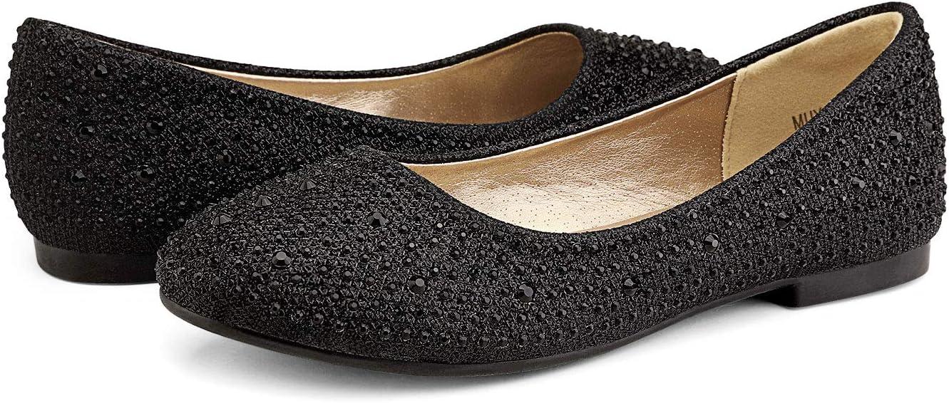 imageDREAM PAIRS Girls Dress Shoes Slip on Ballerina Flats for WeddingPartyMuyshineblack Glitter