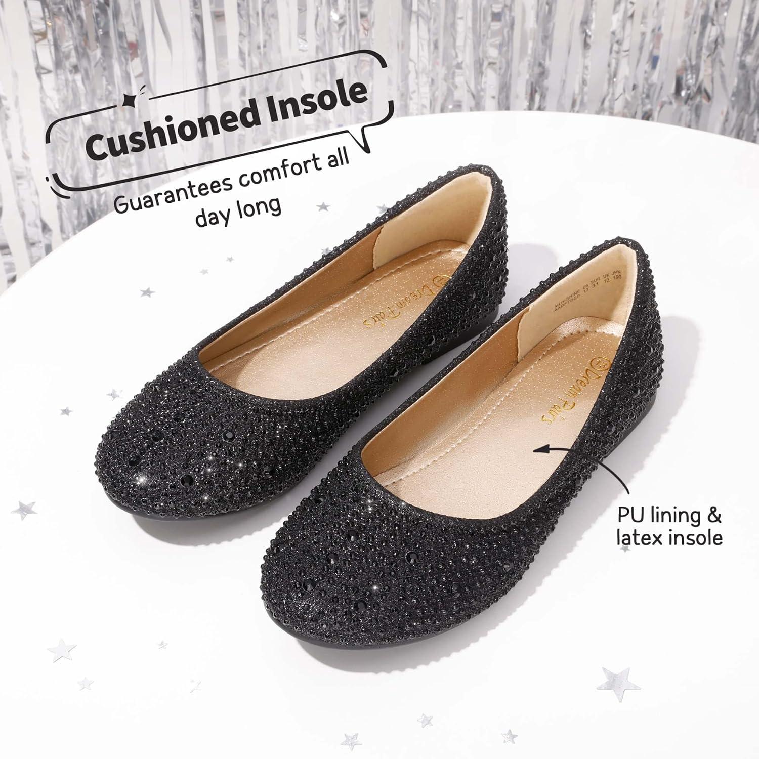 imageDREAM PAIRS Girls Dress Shoes Slip on Ballerina Flats for WeddingPartyMuyshineblack Glitter
