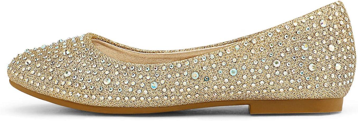 imageDREAM PAIRS Girls Dress Shoes Slip on Ballerina Flats for WeddingPartyMuyshinegold Glitter