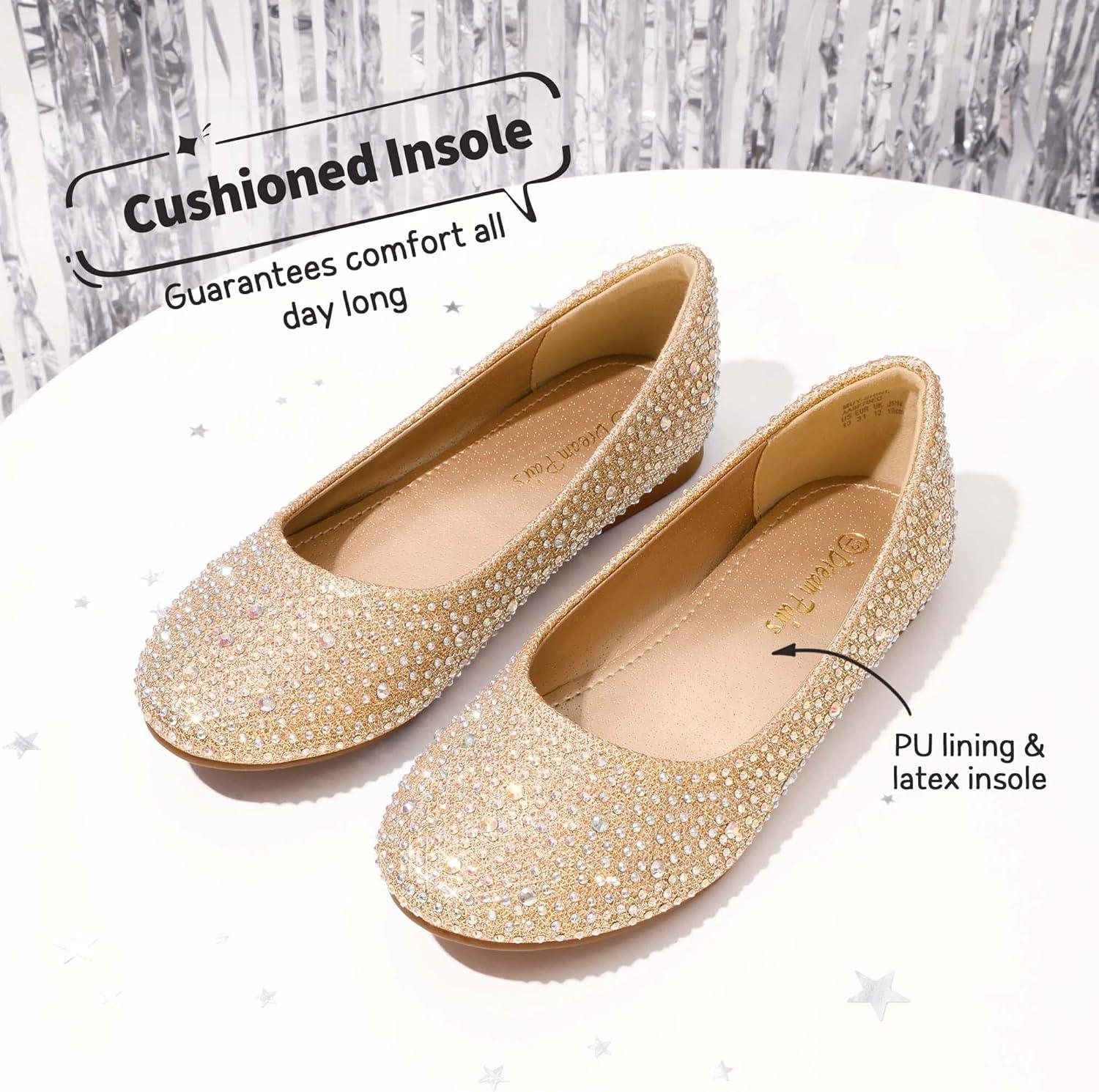 imageDREAM PAIRS Girls Dress Shoes Slip on Ballerina Flats for WeddingPartyMuyshinegold Glitter