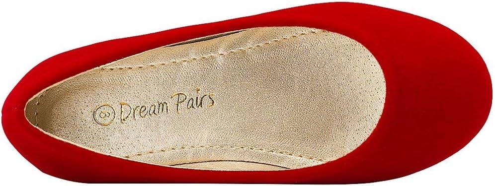 imageDREAM PAIRS Girls Dress Shoes Slip on Ballerina Flats for WeddingPartyRedSuede