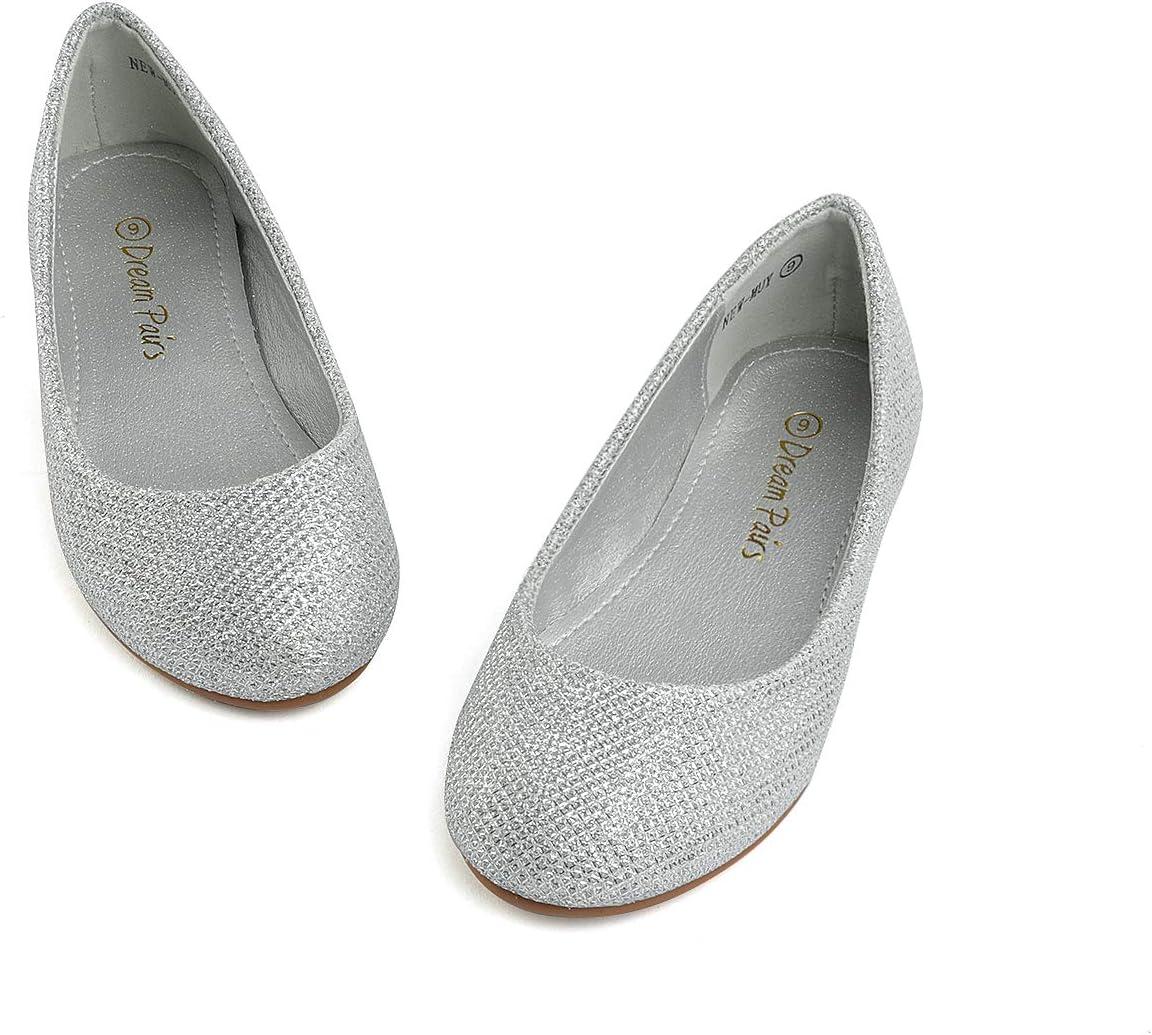 imageDREAM PAIRS Girls Dress Shoes Slip on Ballerina Flats for WeddingPartySilverGlitter