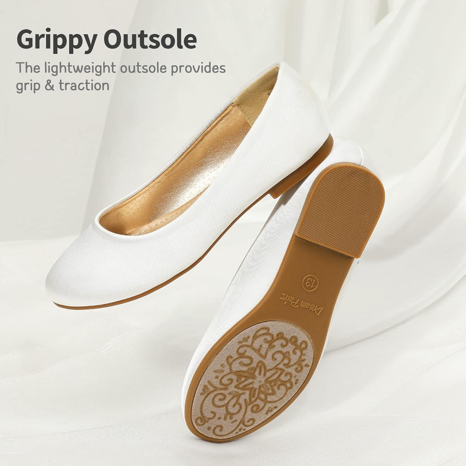 imageDREAM PAIRS Girls Dress Shoes Slip on Ballerina Flats for WeddingPartyWhiteSatin