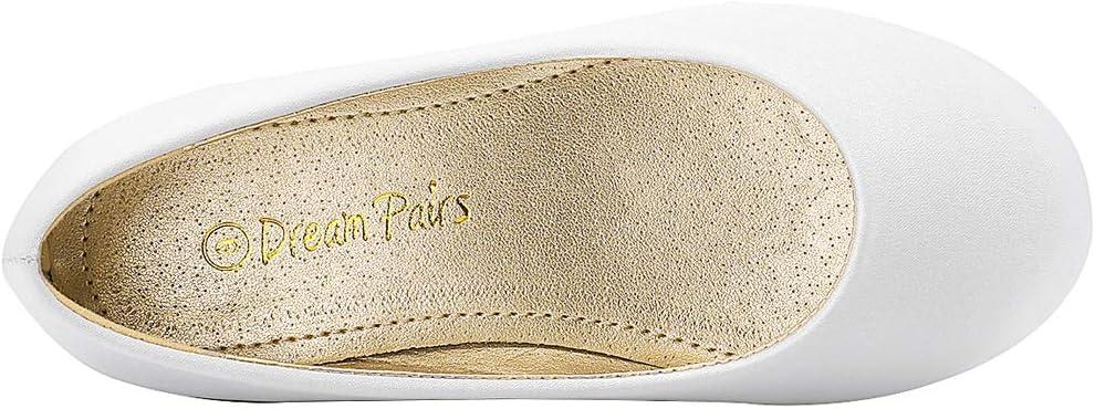 imageDREAM PAIRS Girls Dress Shoes Slip on Ballerina Flats for WeddingPartyWhiteSatin