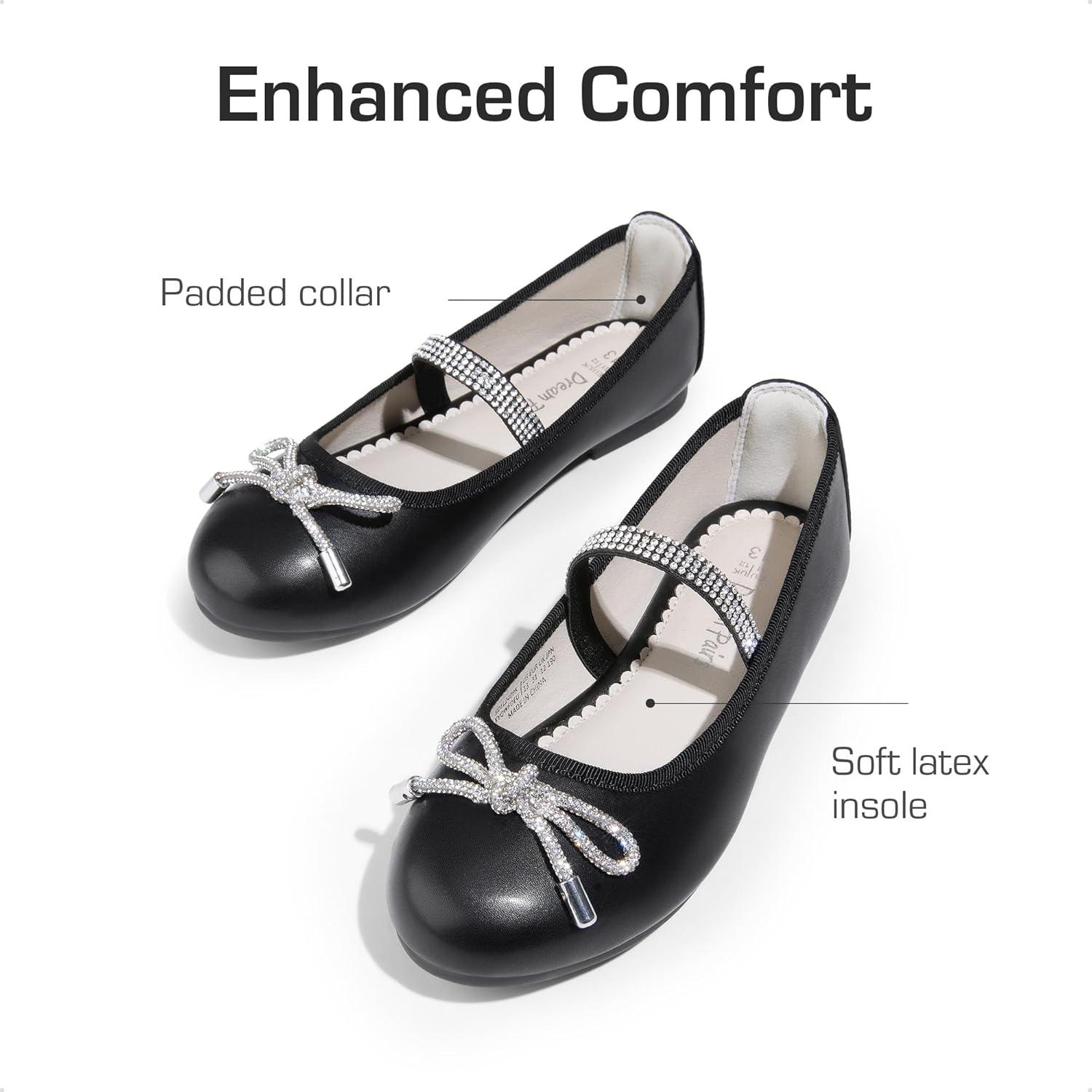 imageDREAM PAIRS Girls Dress Shoes Slipon Flower Girl Ballet Flats for Party Wedding Performance Prom GraduationBlack