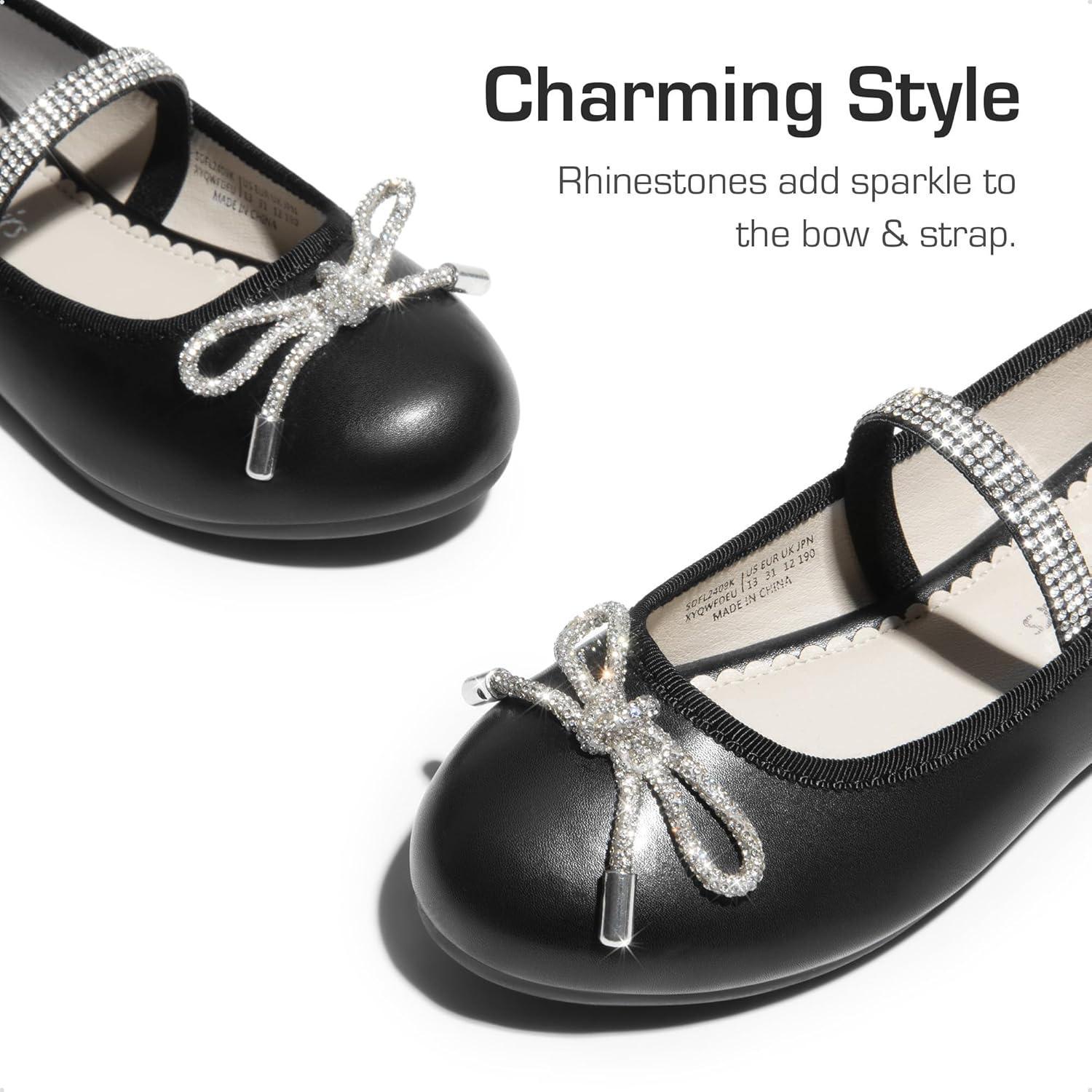 imageDREAM PAIRS Girls Dress Shoes Slipon Flower Girl Ballet Flats for Party Wedding Performance Prom GraduationBlack