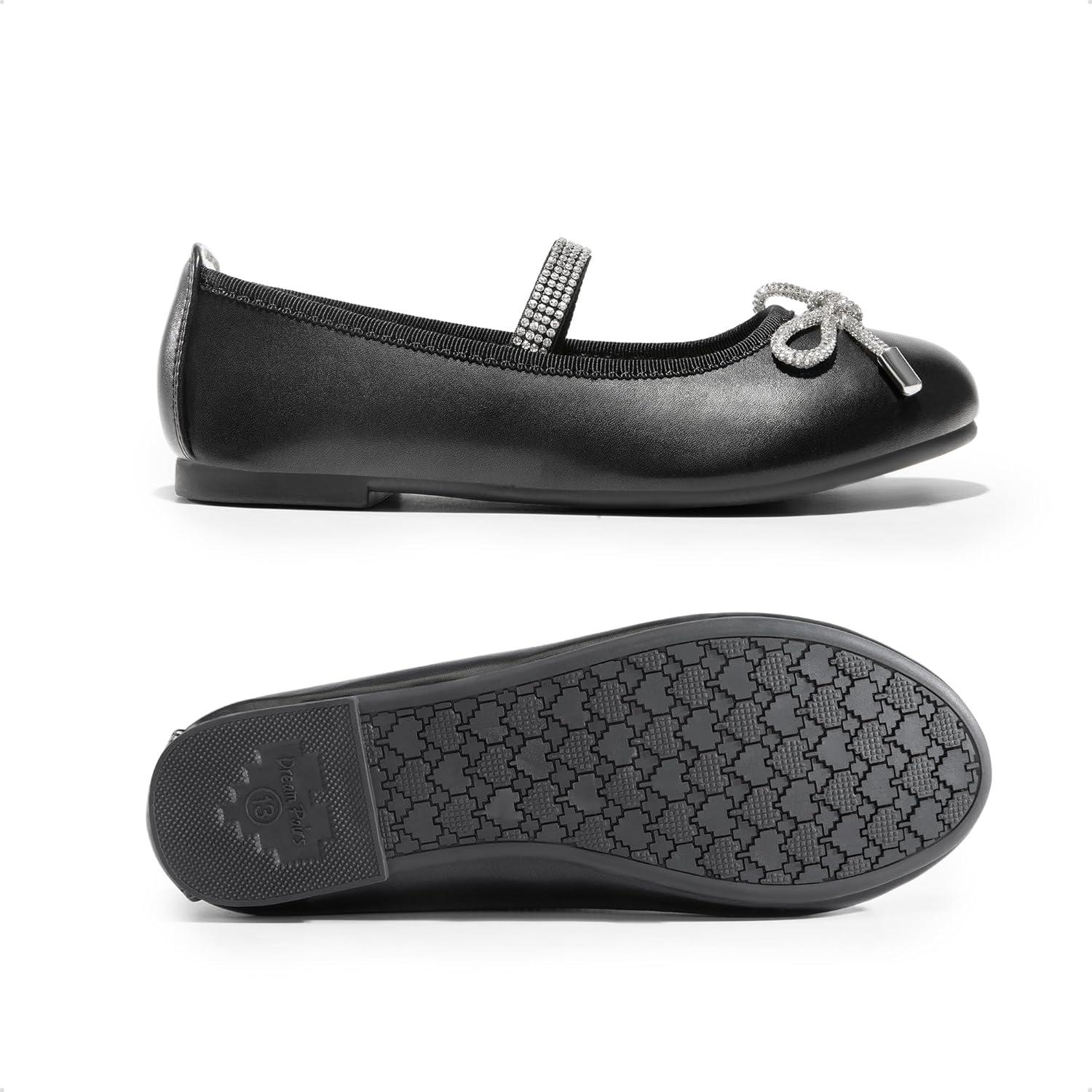 imageDREAM PAIRS Girls Dress Shoes Slipon Flower Girl Ballet Flats for Party Wedding Performance Prom GraduationBlack