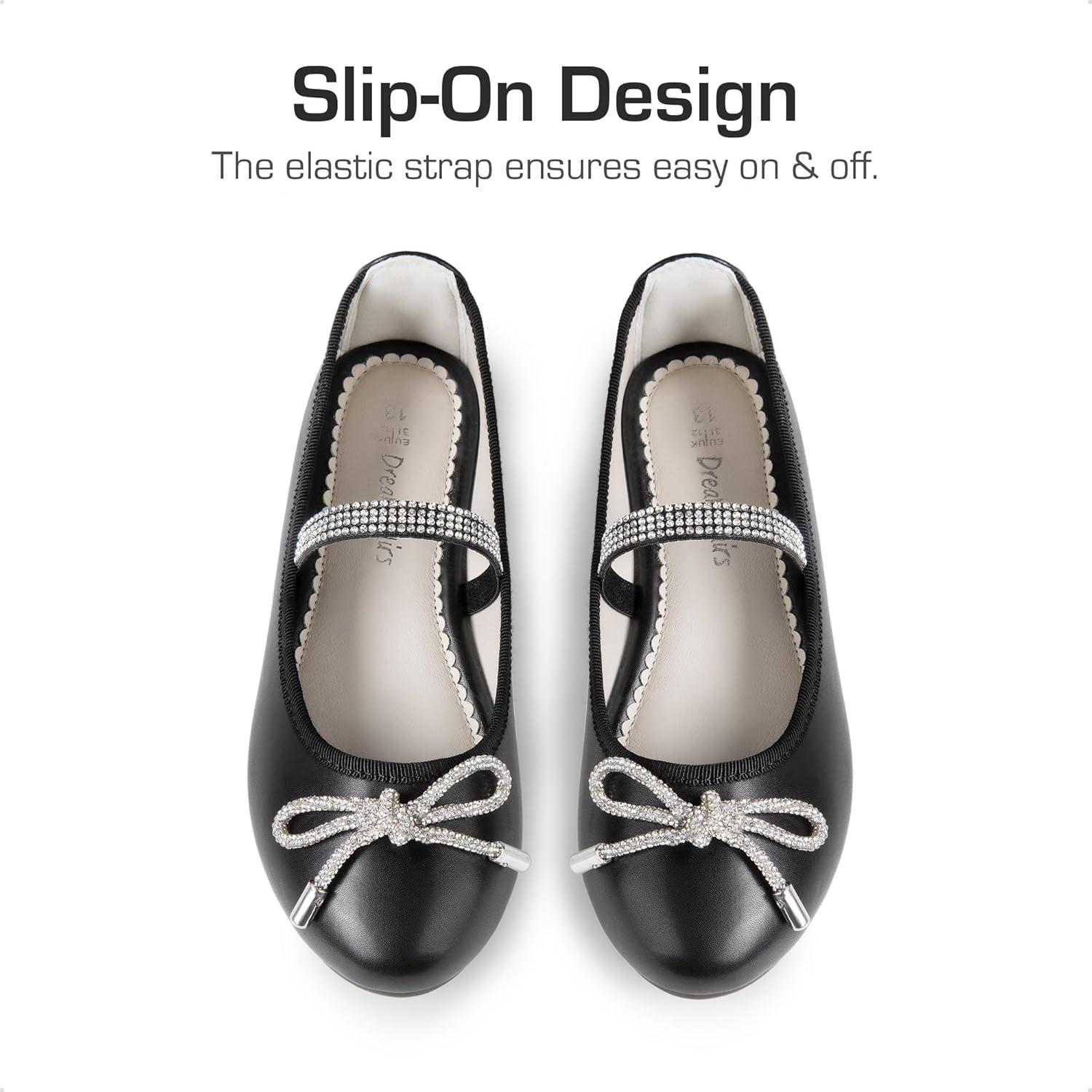 imageDREAM PAIRS Girls Dress Shoes Slipon Flower Girl Ballet Flats for Party Wedding Performance Prom GraduationBlack