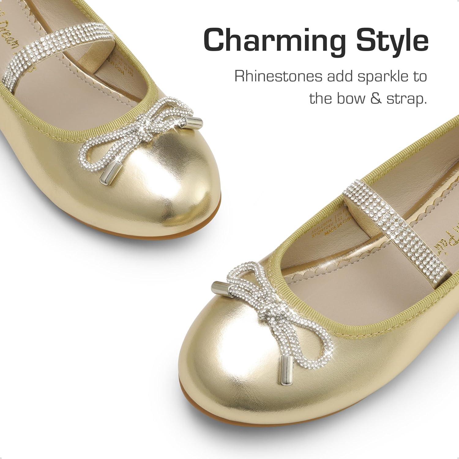 imageDREAM PAIRS Girls Dress Shoes Slipon Flower Girl Ballet Flats for Party Wedding Performance Prom GraduationGold