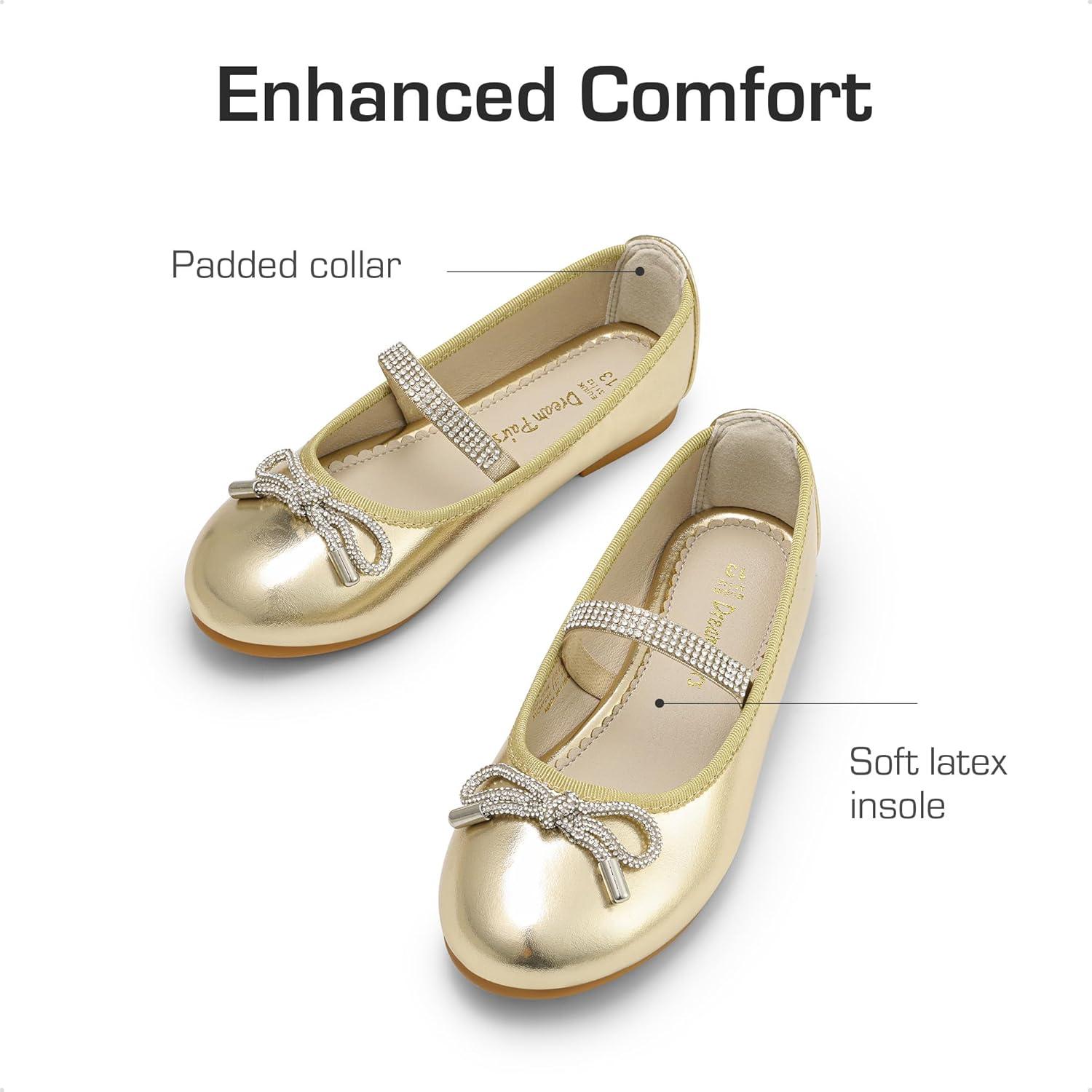 imageDREAM PAIRS Girls Dress Shoes Slipon Flower Girl Ballet Flats for Party Wedding Performance Prom GraduationGold