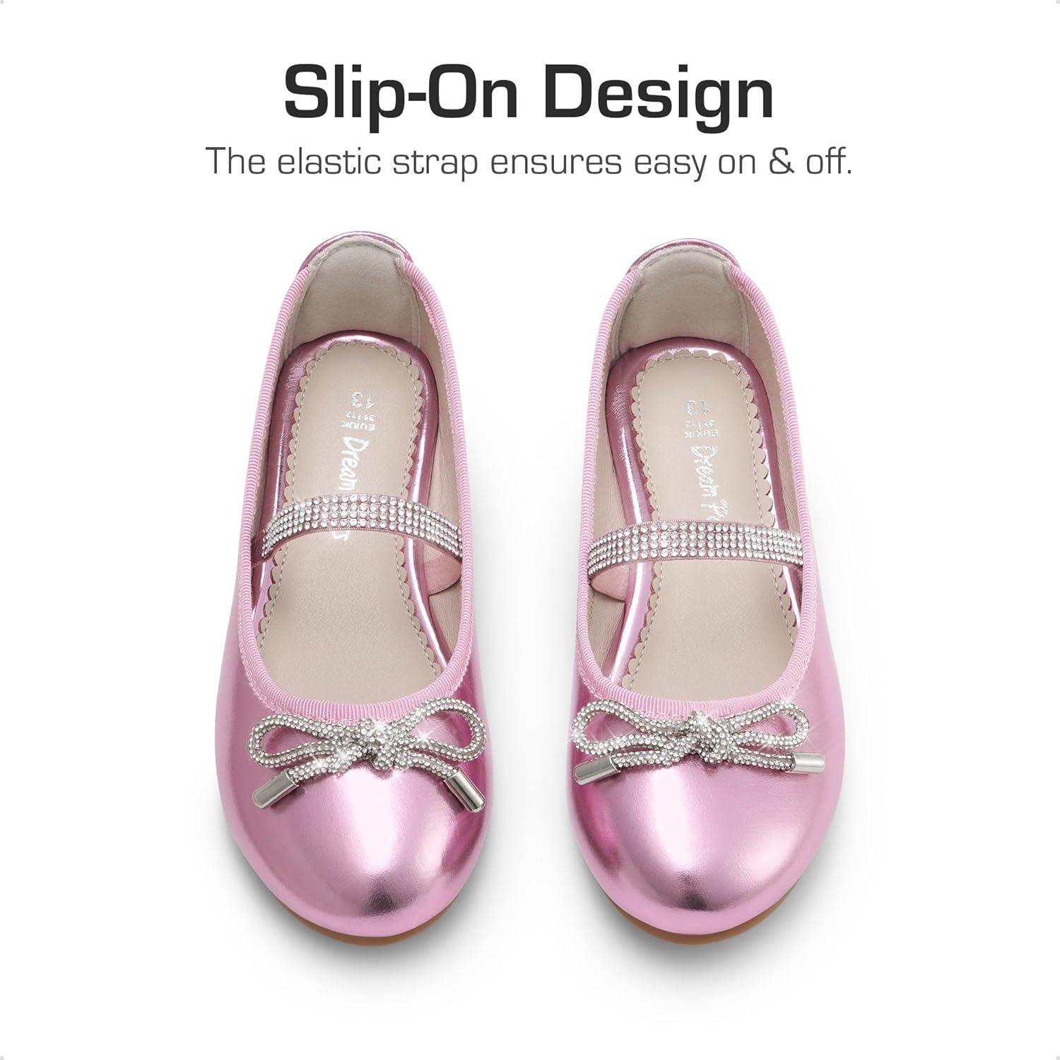 imageDREAM PAIRS Girls Dress Shoes Slipon Flower Girl Ballet Flats for Party Wedding Performance Prom GraduationPink