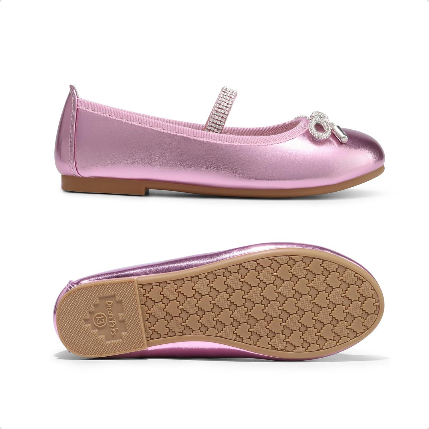 imageDREAM PAIRS Girls Dress Shoes Slipon Flower Girl Ballet Flats for Party Wedding Performance Prom GraduationPink