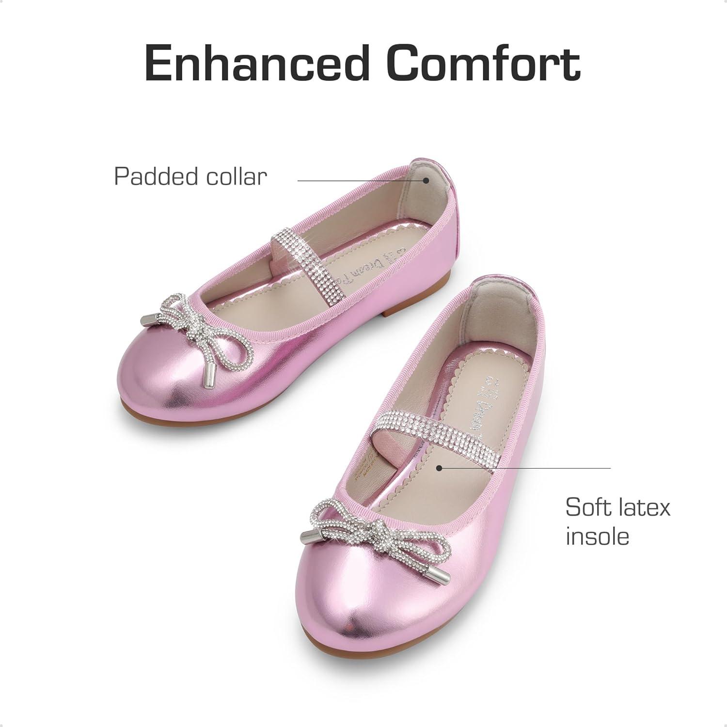 imageDREAM PAIRS Girls Dress Shoes Slipon Flower Girl Ballet Flats for Party Wedding Performance Prom GraduationPink