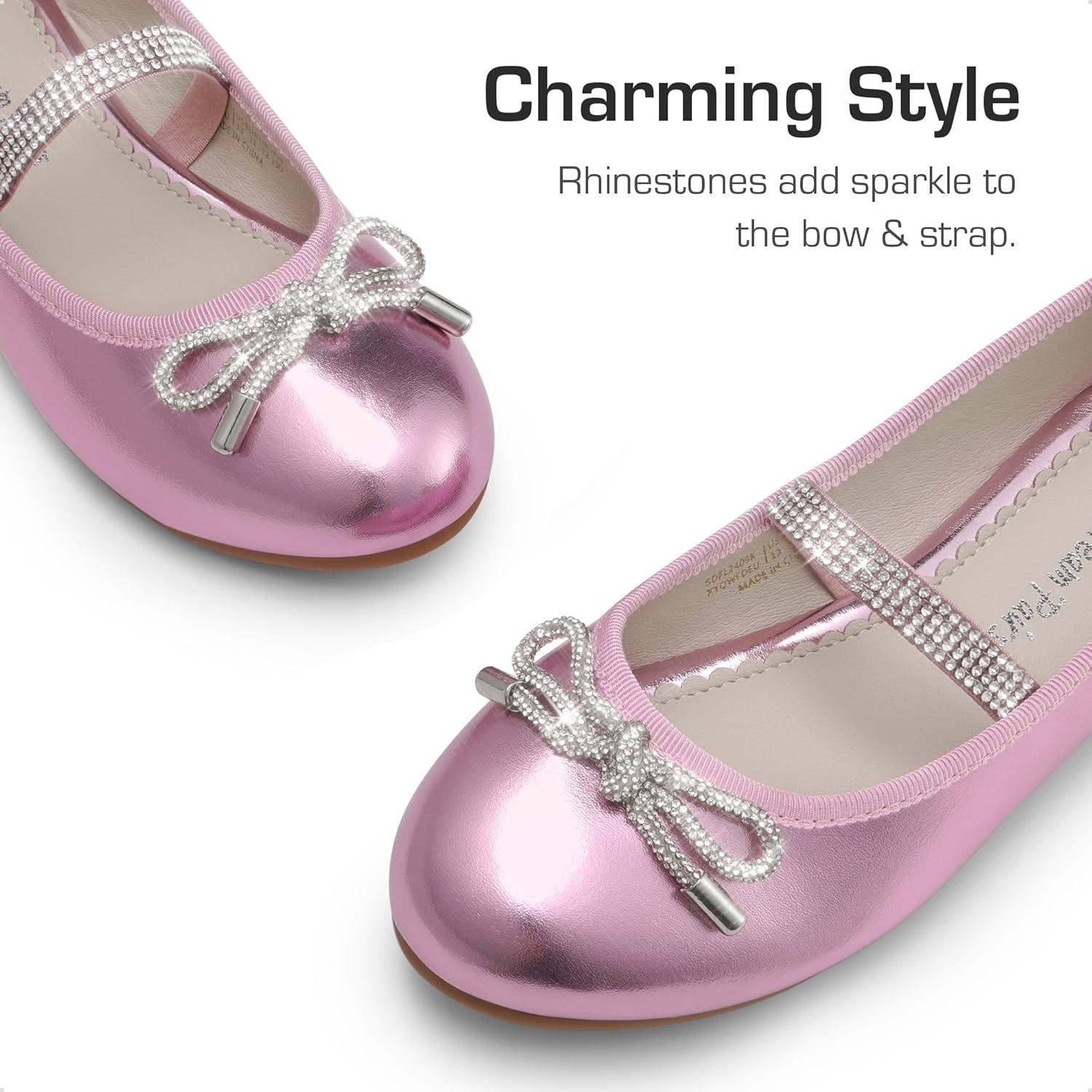 imageDREAM PAIRS Girls Dress Shoes Slipon Flower Girl Ballet Flats for Party Wedding Performance Prom GraduationPink