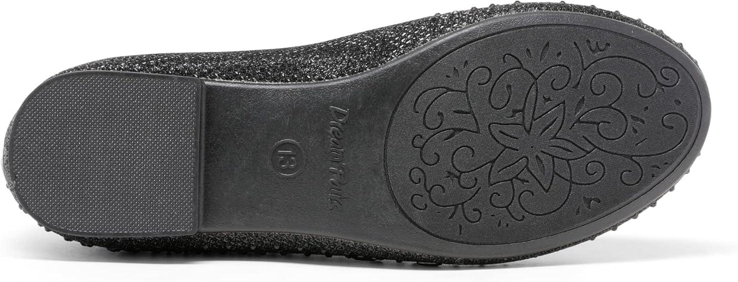 imageDREAM PAIRS Girls Dress Shoes Slipon Rhinestone Glitter Ballet Flats for Wedding Party Birthday Prom Little KidBig KidNina100black Glitter