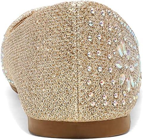 imageDREAM PAIRS Girls Dress Shoes Slipon Rhinestone Glitter Ballet Flats for Wedding Party Birthday Prom Little KidBig KidNina100gold Glitter