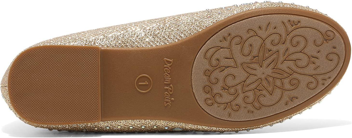 imageDREAM PAIRS Girls Dress Shoes Slipon Rhinestone Glitter Ballet Flats for Wedding Party Birthday Prom Little KidBig KidNina100gold Glitter