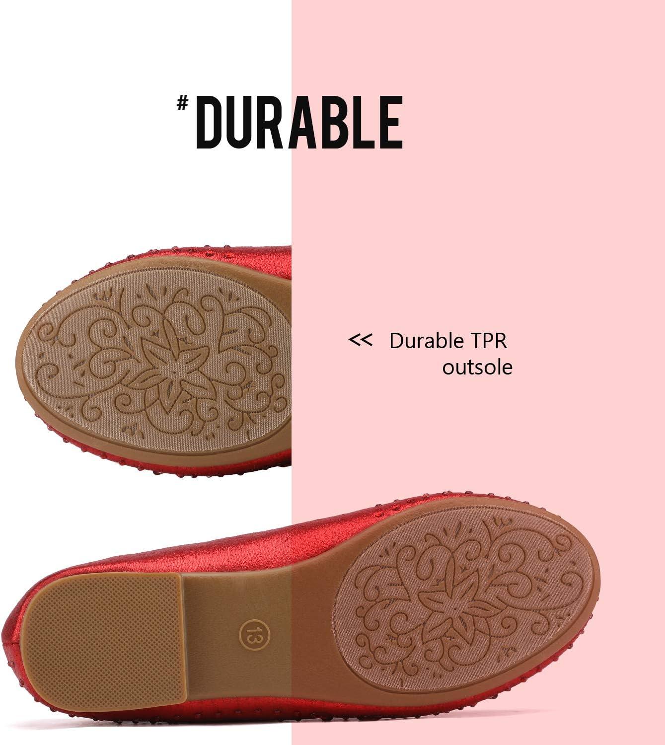 imageDREAM PAIRS Girls Dress Shoes Slipon Rhinestone Glitter Ballet Flats for Wedding Party Birthday Prom Little KidBig KidNina100red