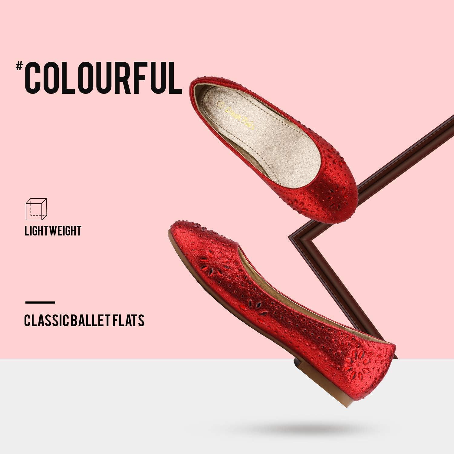 imageDREAM PAIRS Girls Dress Shoes Slipon Rhinestone Glitter Ballet Flats for Wedding Party Birthday Prom Little KidBig KidNina100red