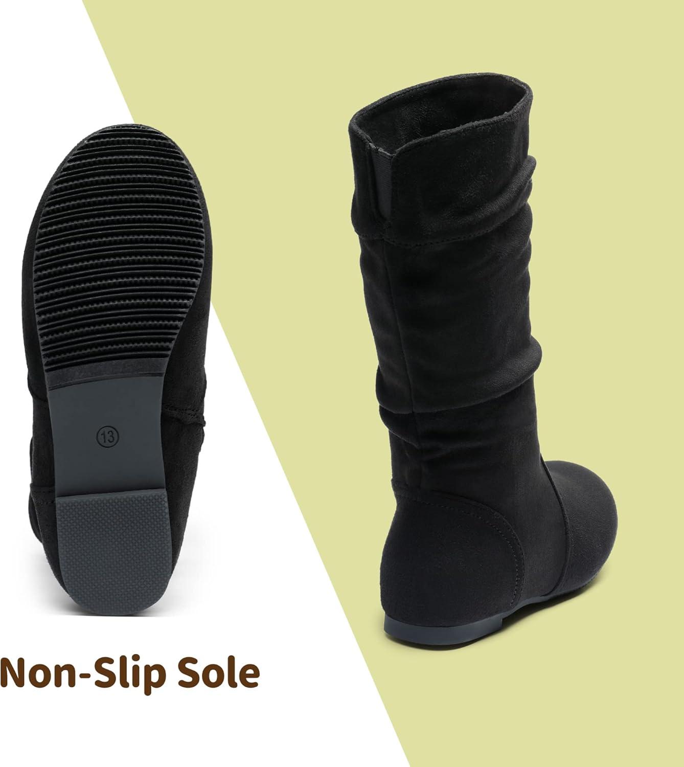 imageDREAM PAIRS Girls Faux Fur Lined Knee High Winter Riding BootsToddlerLittle KidBig KidBlack