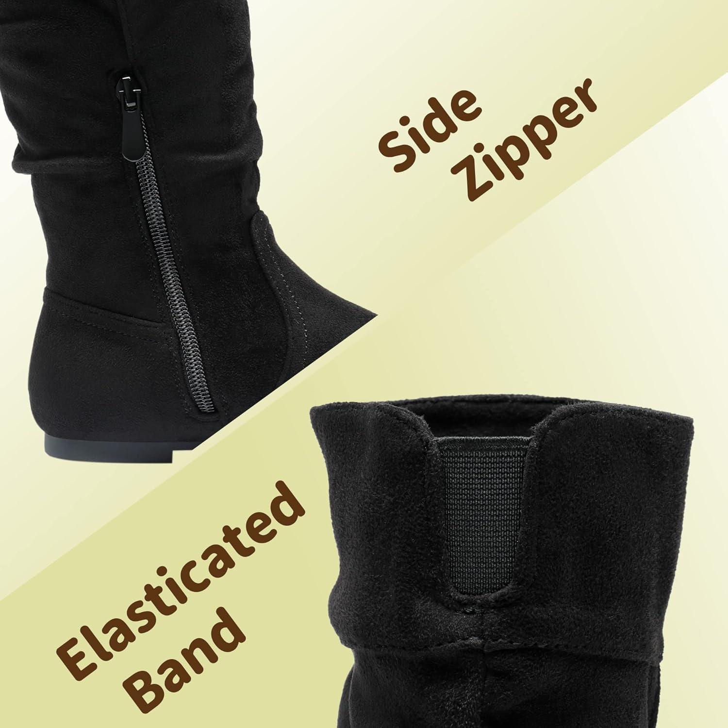 imageDREAM PAIRS Girls Faux Fur Lined Knee High Winter Riding BootsToddlerLittle KidBig KidBlack