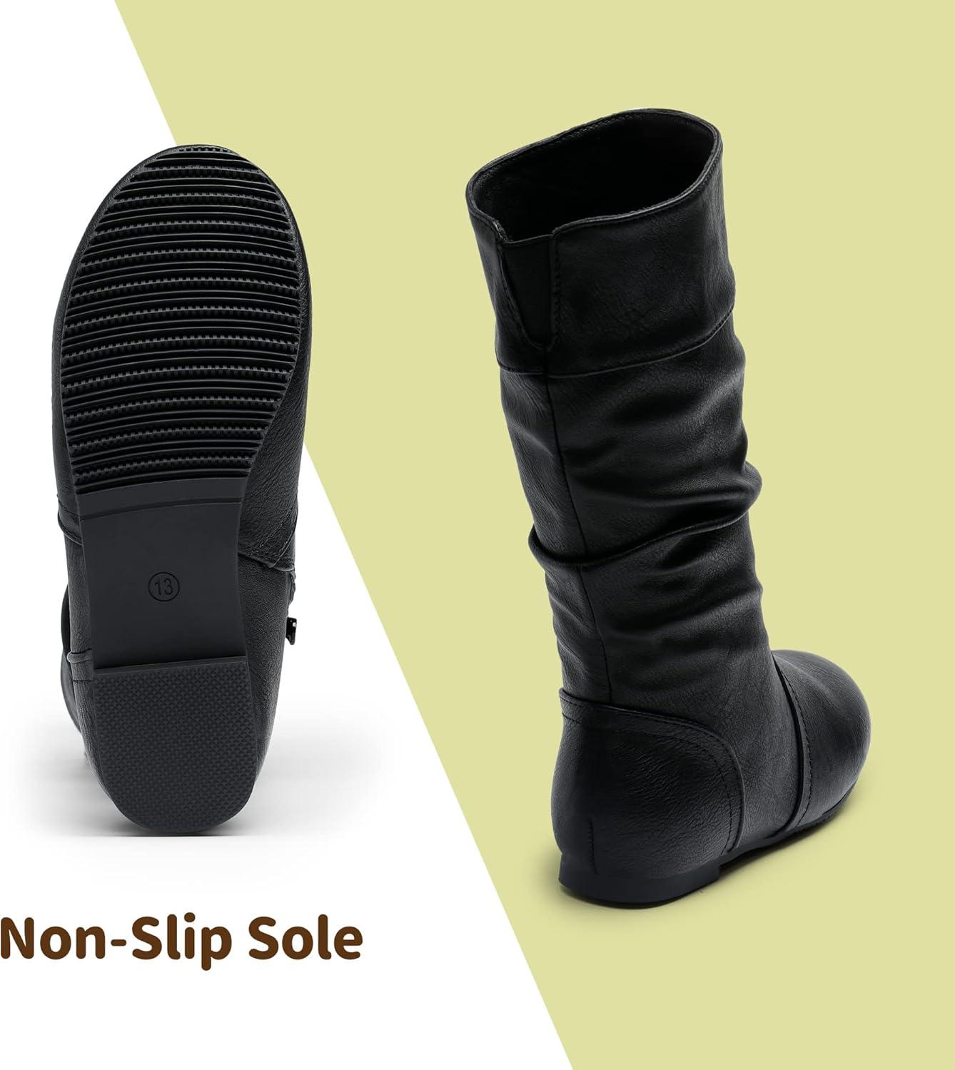 imageDREAM PAIRS Girls Faux Fur Lined Knee High Winter Riding BootsToddlerLittle KidBig KidBlvdblack Pu