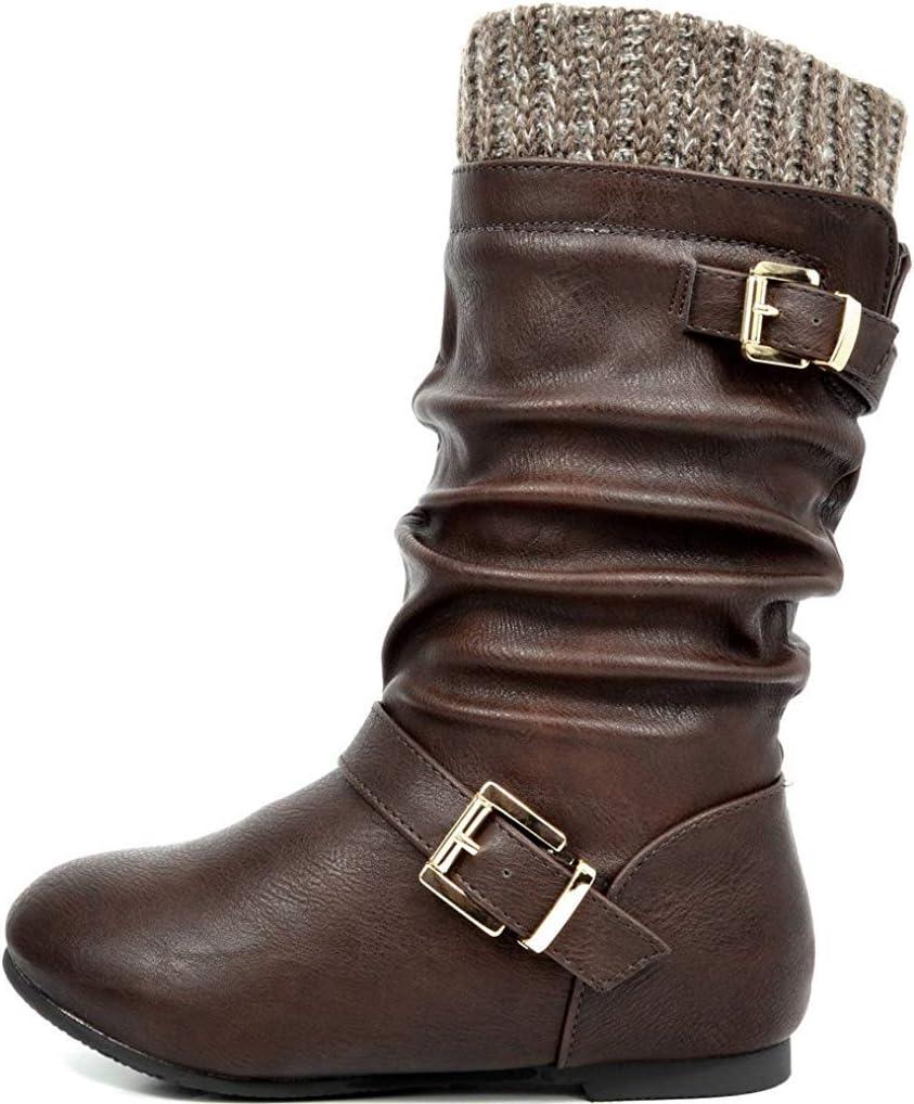 imageDREAM PAIRS Girls Faux Fur Lined Knee High Winter Riding BootsToddlerLittle KidBig KidBrown