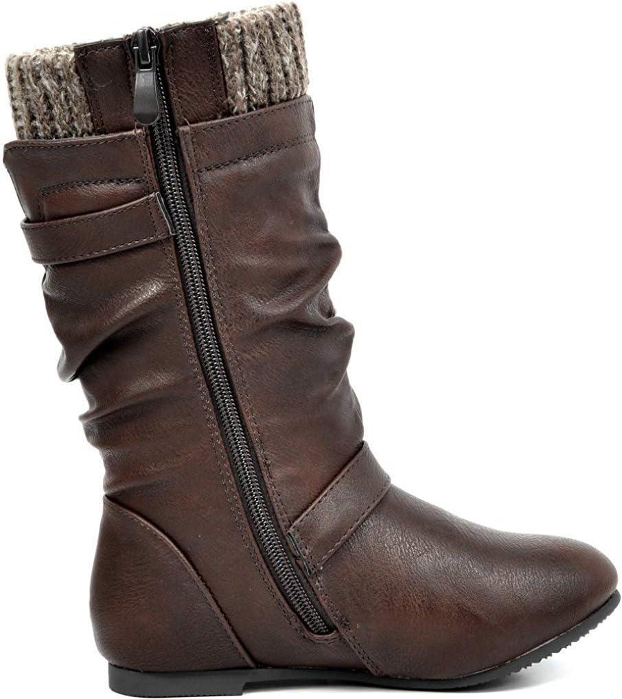 imageDREAM PAIRS Girls Faux Fur Lined Knee High Winter Riding BootsToddlerLittle KidBig KidBrown