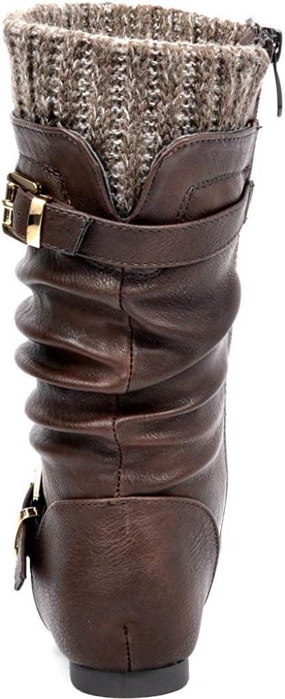 imageDREAM PAIRS Girls Faux Fur Lined Knee High Winter Riding BootsToddlerLittle KidBig KidBrown