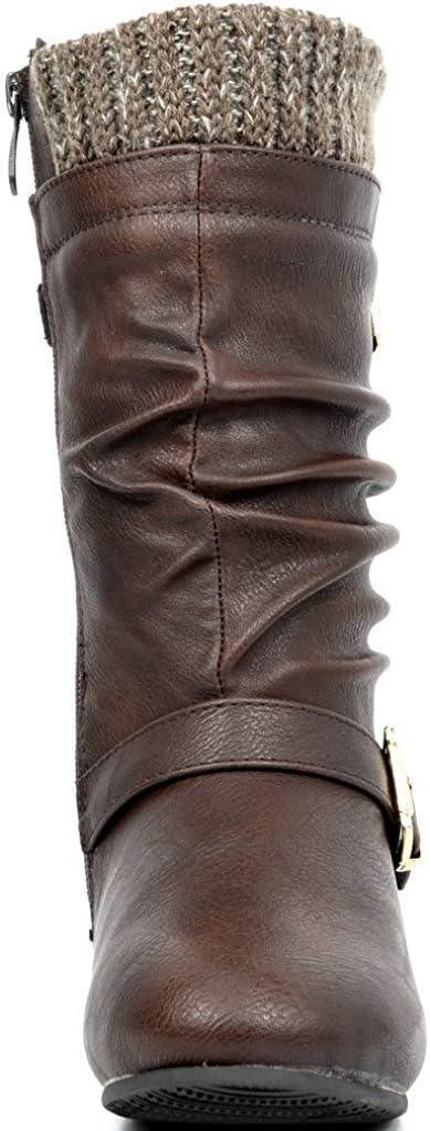 imageDREAM PAIRS Girls Faux Fur Lined Knee High Winter Riding BootsToddlerLittle KidBig KidBrown