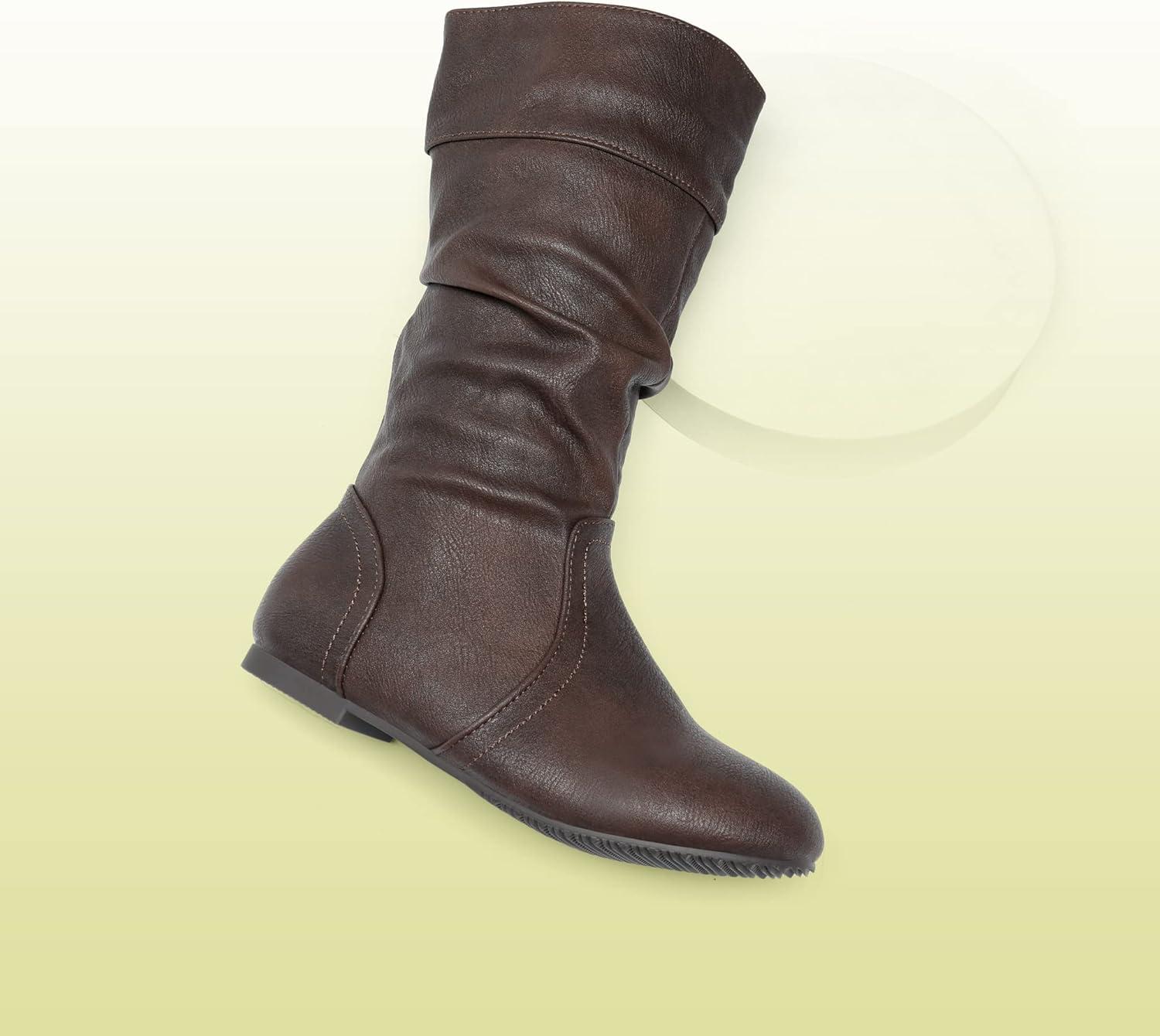 imageDREAM PAIRS Girls Faux Fur Lined Knee High Winter Riding BootsToddlerLittle KidBig KidBrownPu