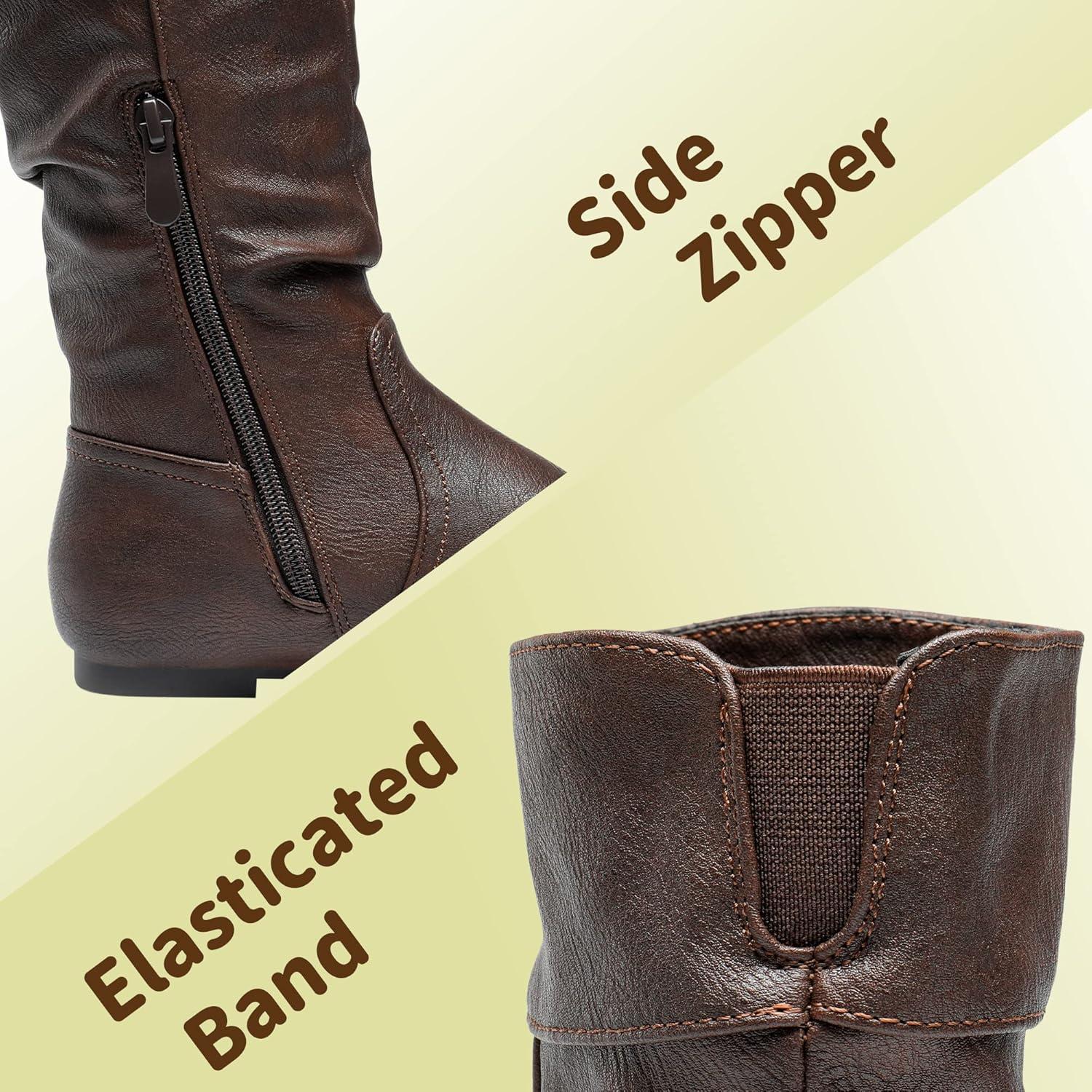 imageDREAM PAIRS Girls Faux Fur Lined Knee High Winter Riding BootsToddlerLittle KidBig KidBrownPu