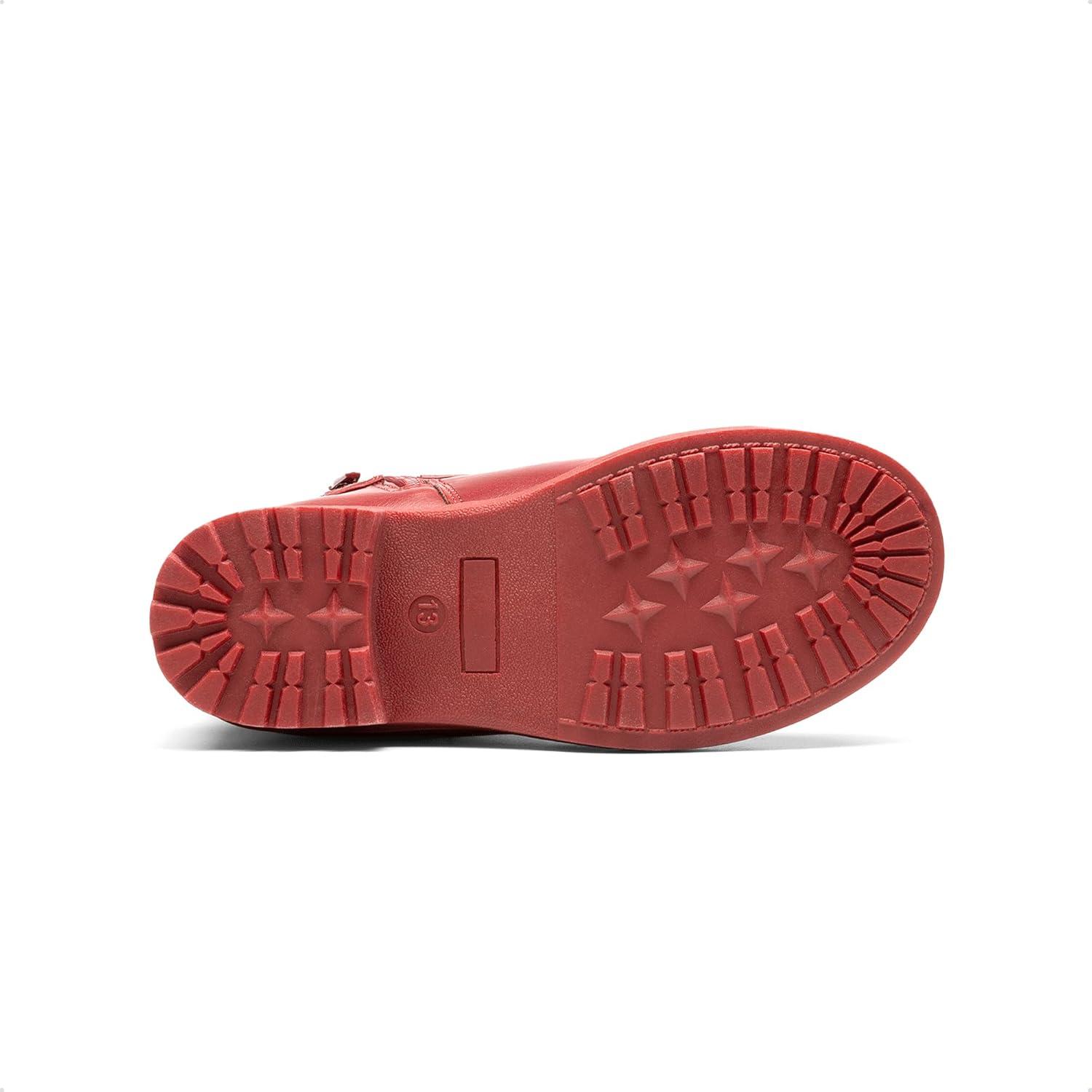 imageDREAM PAIRS Girls Glitter Ankle Boots Warm and Soft Velvet Lining with Side Zipper for ToddlerLittle KidBig KidRed