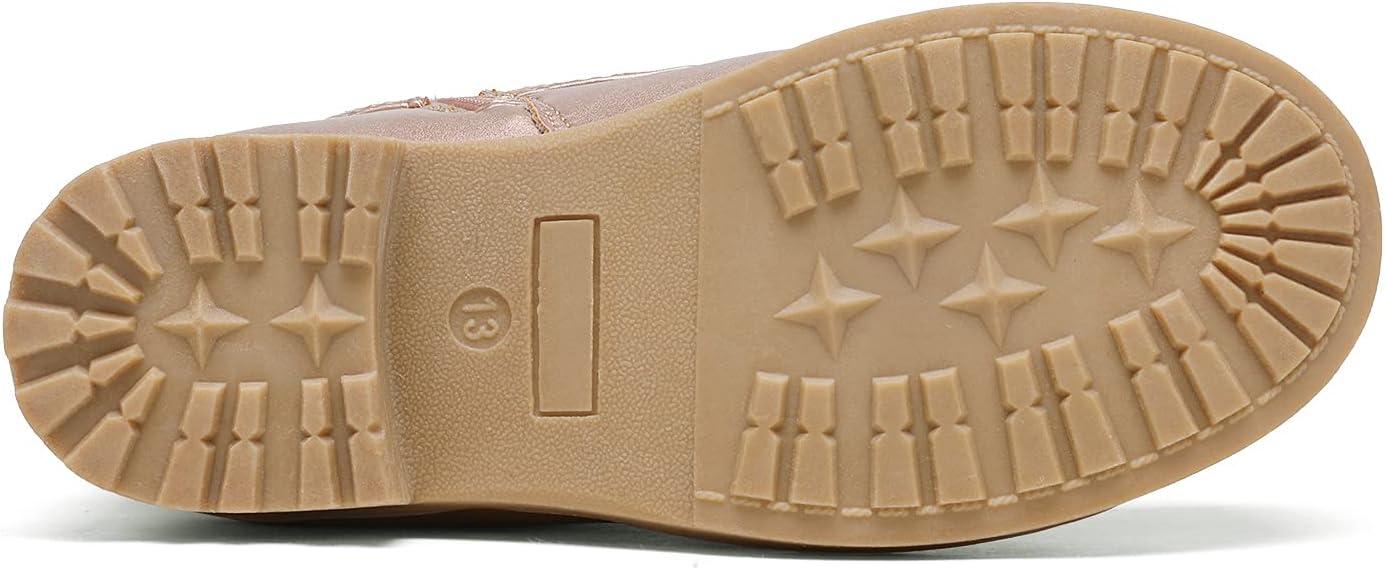 imageDREAM PAIRS Girls Glitter Ankle Boots Warm and Soft Velvet Lining with Side Zipper for ToddlerLittle KidBig KidRoseGold