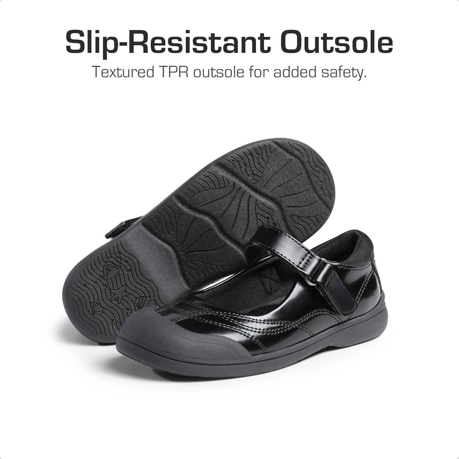imageDREAM PAIRS Girls Kids Mary Jane School Uniform ToeProtective Shoes Soft Flats Toddler Little KidBlack