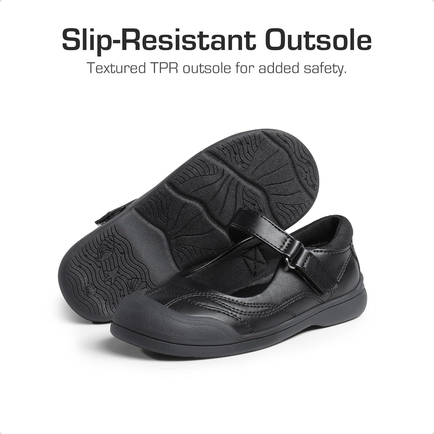 imageDREAM PAIRS Girls Kids Mary Jane School Uniform ToeProtective Shoes Soft Flats Toddler Little KidBlackpu
