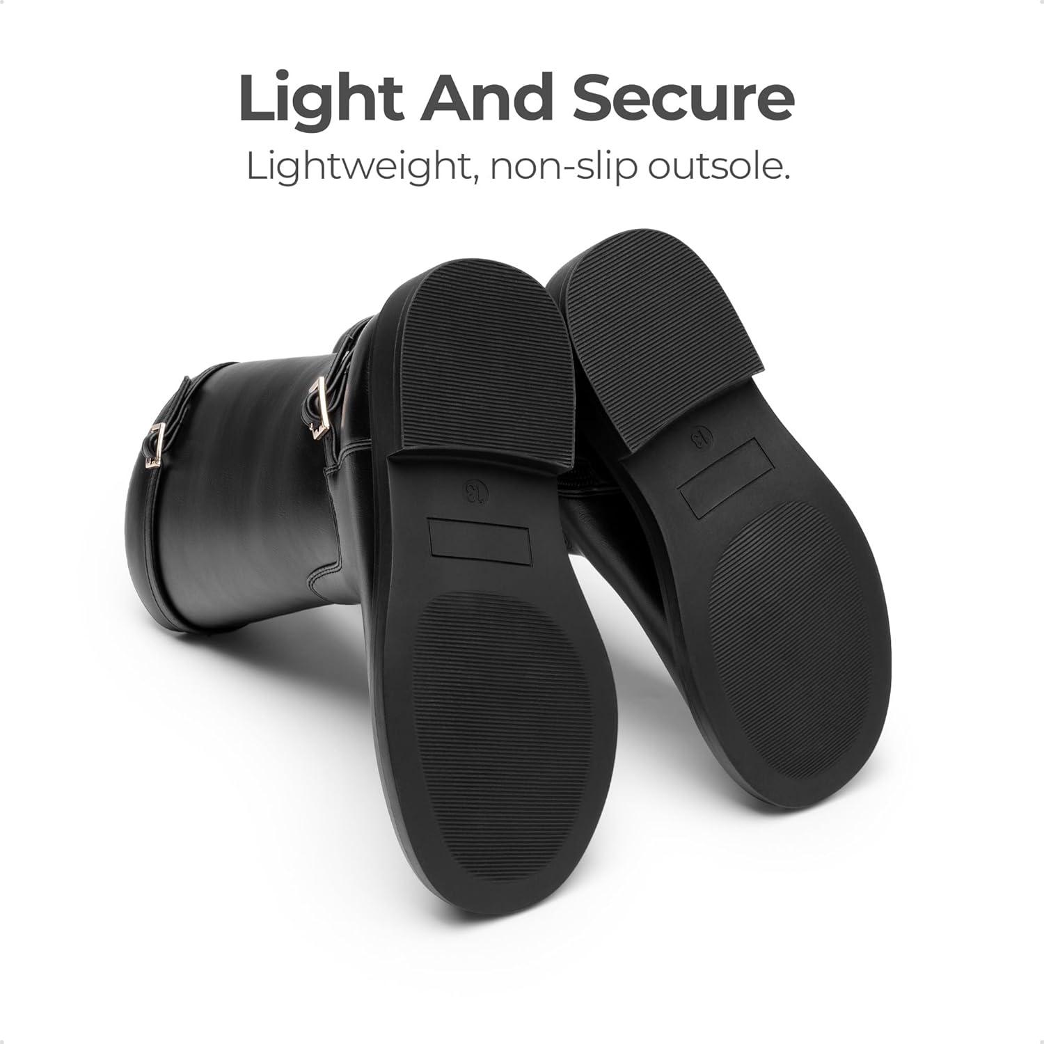 imageDREAM PAIRS Girls Knee High Boots Side Zipper Riding Shoes for Little KidBig KidBlack