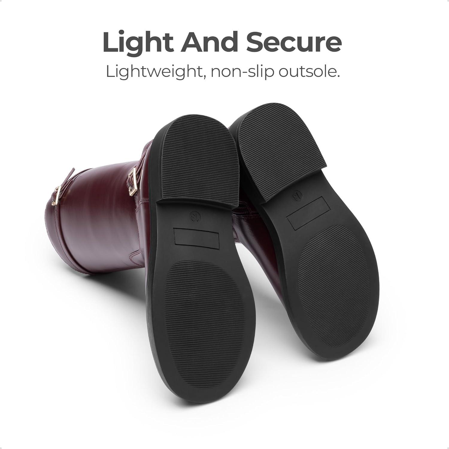 imageDREAM PAIRS Girls Knee High Boots Side Zipper Riding Shoes for Little KidBig KidBurgundy