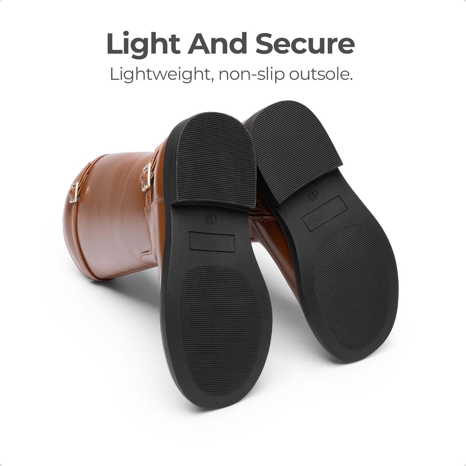 imageDREAM PAIRS Girls Knee High Boots Side Zipper Riding Shoes for Little KidBig KidTan