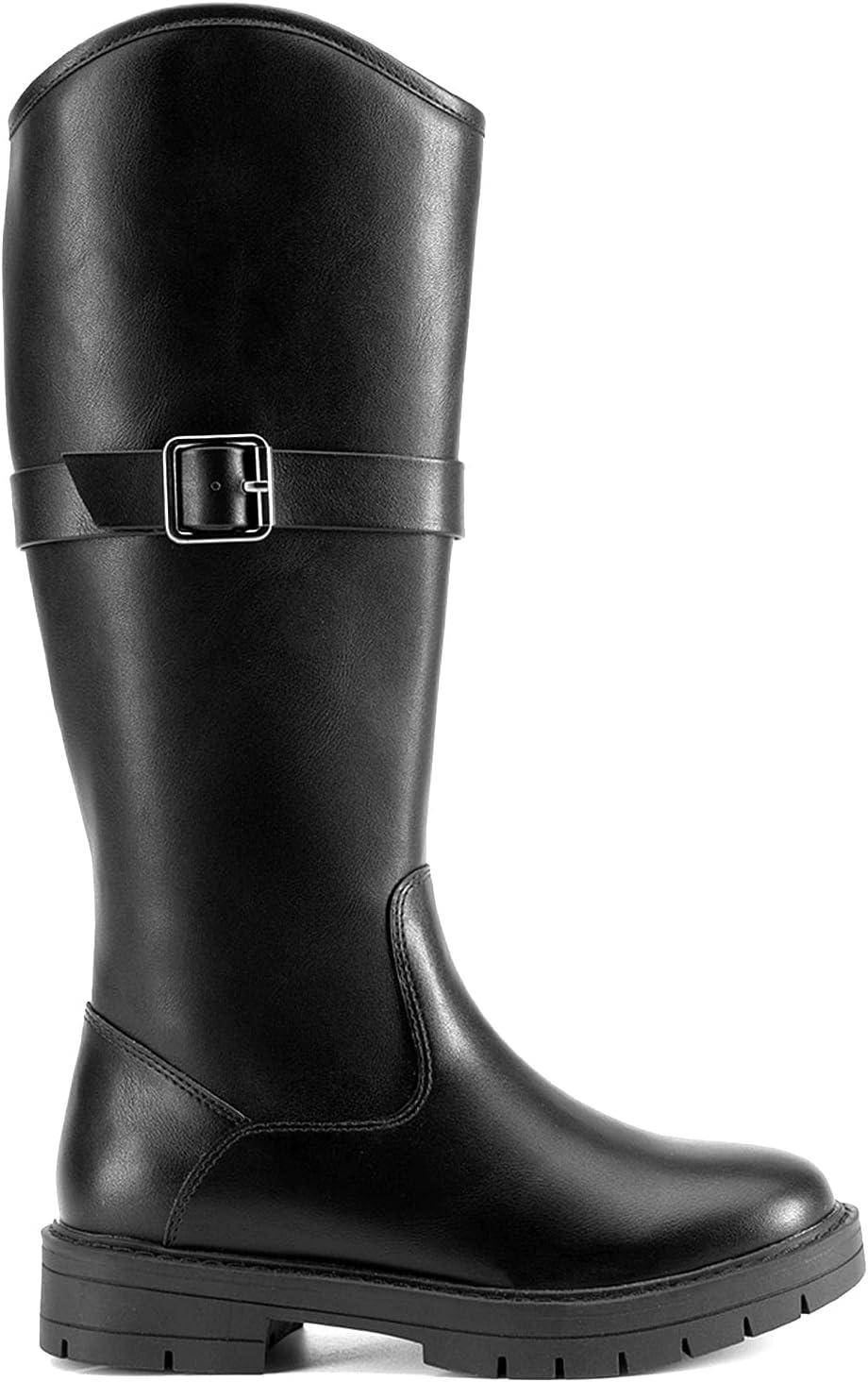 imageDREAM PAIRS Girls Knee High Buckle Fashion Riding Boots Little KidBig KidAll Black