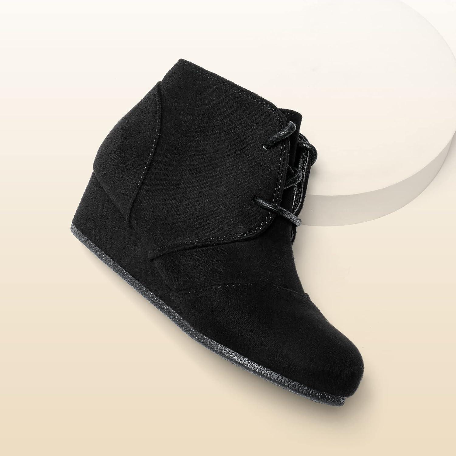 imageDREAM PAIRS Girls Low Wedge Heel Booties Side Zipper Ankle Boots ToddlerLittle KidBig KidBlack